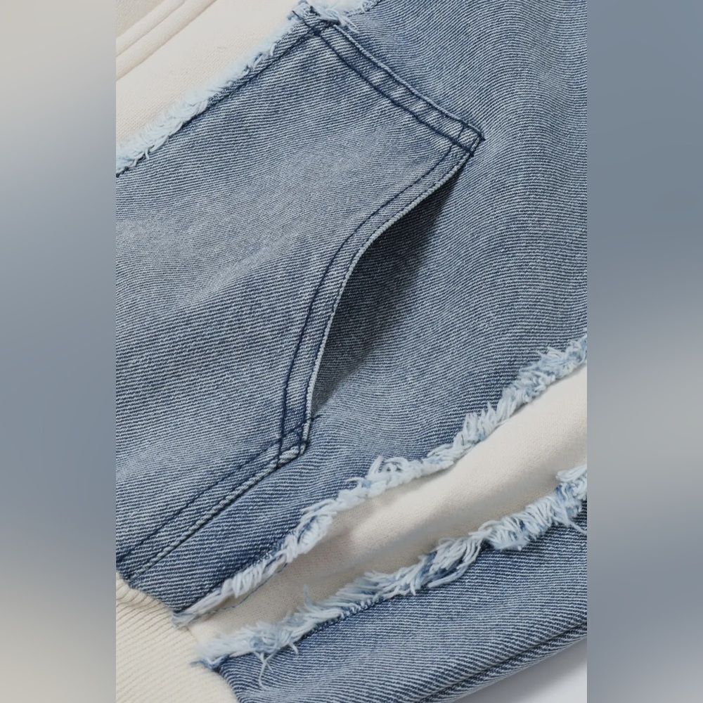 Denim Patchwork Hoodie - Picture 5 of 8